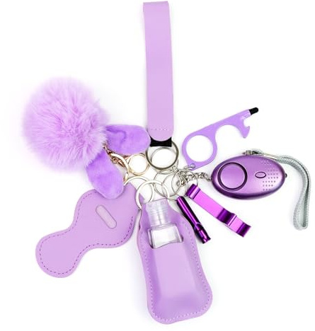 Safety Keychain Set for Women with Personal Alarms | 9 PCS Safety Alarm Keychain With Personal Alarms，Bright Flashlight,Whistle