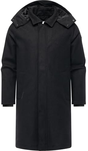 Ragwear herr varm lång vattentät vinterrock med avtagbar huva Isaq Felt YOUMODO S-XXL, svart, XXL