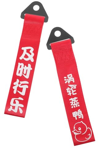 HANABASS 2 Piezas Cinta de Remolque Roja de Nylon Resistente Cuerda Útil para Arrastre y Decoración de Parachoques Delanteros Correa para Remolque de Coche Duradera y Fácil de Instalar