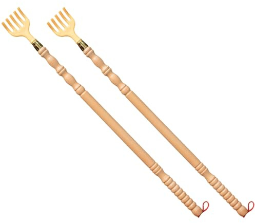 2 Piezas Rascador de Espalda Rascador de Espalda Manual Suave de Madera para Alivio de Picazón Rascadores de Mango Largo Prácticos de Mano para Adultos Ancianos Hombres Mujeres para Mujeres