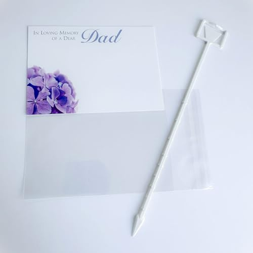 ShredAstic®️ Florist Message Card Memorial Set - 1 large card 12.5 x 9cm / 1 clear cello self seal bag / 1 card holder cardette (Dad lilac)