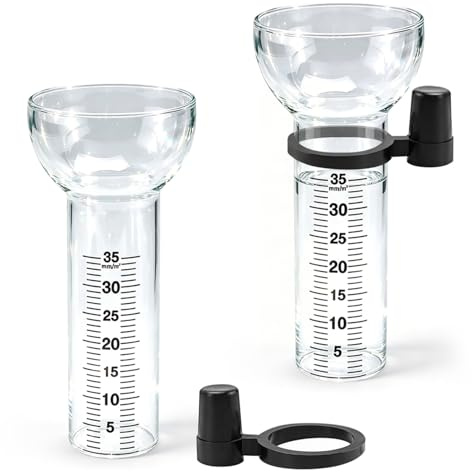 2 Stück Regenmesser für 1-35 mm Messungen, Ersatzglas mit Halterung | Outdoor-Regenmesser Frostsicher, Einfache Ablesung, Präzise Regenwassermessung für Garten, Balkon & Hobby