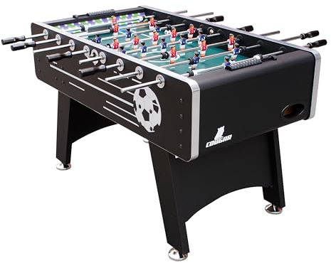 Cougar Arena Tischkicker | Höhenverstellbarer Kickertisch in Schwarz | Fußballtisch inkl. 4 Bälle & Punktezähler | Indoor Tischfußball | Maße Fußball Tisch: 141x71x88 cm