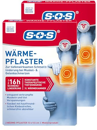 SOS Wärme-Pflaster bei Muskel & Gelenkschmerzen | Wärmepflaster für Rücken & Schultern | lösen Verspannungen mit 8h Tiefenwärme 2x2 Wärmepads