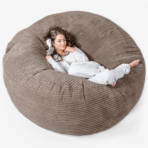 Lounge Pug Mega Mammoth Riesen Sitzsack Sofa, Mocca Cordstoff, XXL Sitzsack für 2 Erwachsene, Schlafsofa, Beanbag, Wohnzimmermöbel