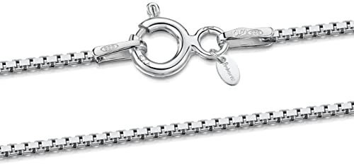 Amberta Männer und Frauen Halskette Kette aus 925 Sterlingsilber: 1 mm Venezianierkette - 60 cm