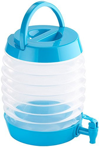 PEARL Faltbarer Wasserkanister: Faltbares Fässchen, Auslaufhahn, Ständer, 5,5 Liter, blau/transparent (Wasserkanister faltbar mit Hahn, Camping-Wasserspender, Trinkflasche)