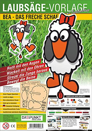 Laubsägevorlage Bea - das freche Schaf: Laubsägevorlage für Bea, das freche Schaf im Hampelmann-Stil.