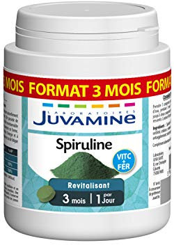 JUVAMINE - Spiruline - Revitalisant - Contient De La Vitamine C Et Du Fer - Contribue à Entretenir l'Energie et à Soutenir la Vitalité - Maxi Format - 90 Comprimés - Programme de 3 Mois