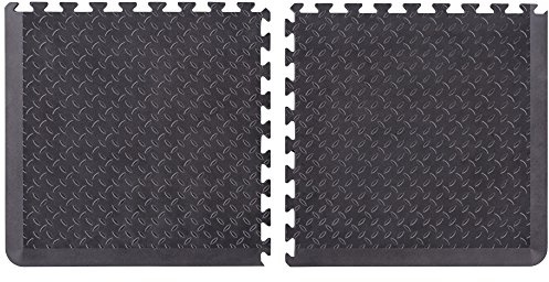 Unicomfort Anti Ermüdungsmatte - 2 Eckstücke - 60 x 60 x 1.5CM - Werkstattmatte für Stehende Berufe - Fördert die Blutzirkulation - Reduziert Ermüdung - Schwarz