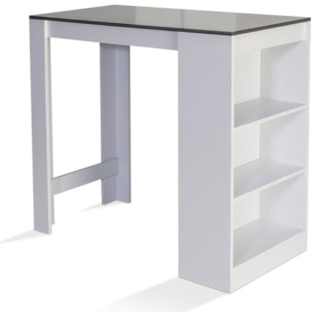 IDMarket - Tavolo alto da bar BARTH da 2 a 4 persone piano bianco legno grigio