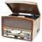 REFLEXION HIF1937 Retro Stereo-Anlage mit Plattenspieler, Kassette, CD-Player und Radio (CD / MP3, USB, LCD-Display, Fernbedienung, 40 W), braun