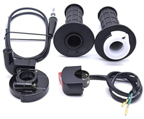 22mm7/8Inch Twist Throttle Accelerator Handle Grips, Fits 50cc, 90cc 110cc 125cc 140cc 150cc 200cc 250cc 4-stroke Dirt Bike Mini Bike(Handle Grip + Cable + Throttle Clamp + Flameout Switch) 1 Set