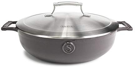 Voyage Cast Iron 30cm / 4.5QT Braiser with Stainless Steel Lid - Rabbit Grey