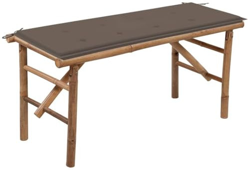 vidaXL Gartenbank Klappbar mit Auflage Bambusbank Parkbank Sitzbank Terrassenbank Balkonbank Gartenmöbel Bank Outdoor 118cm Bambus