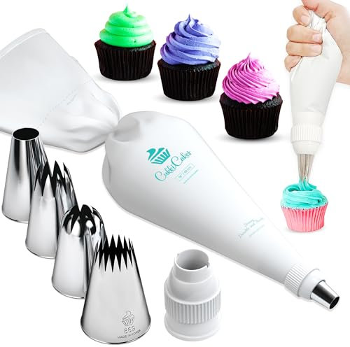 CukkiCakes Set Di Beccucci Professionale Grandi XL (849, 869, 829, 808) + Sac A Poche Professionali + Adattatori (6 Pz.) - Accessori Pasticceria/Decorazione di Torte, Cannoli - Made in South Korea