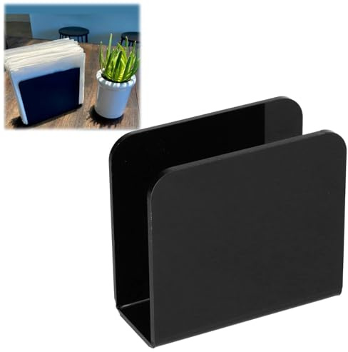 Tissting Servilletero de Papel Vertical, Dispensador de Pañuelos de Acrílico Negro 12x11x5 cm, Organizador Práctico para Cocina, Comedor o Mesa de Picnic