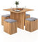 Mondeer Essgruppe, Esstisch mit 4 Hockern Weiches Kissen, Esstisch Set mit Stauraum, für Kleine Räume Esszimmer Küche, 80 x 80 x 75 cm, Roteiche und Grau