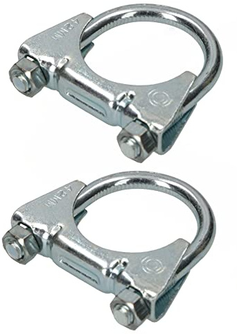 KOTARBAU® - Set di 2 morsetti di scarico, morsetti per tubi a U, fascette di scarico per tubi, per il montaggio di antenne, tubi, morsetto universale per raccordi per tubi, 42mm