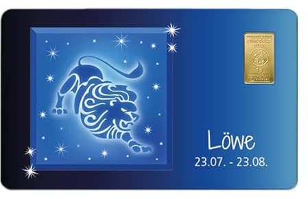 Geschenkkarte Löwe mit 1g Gold Fg. 999,9