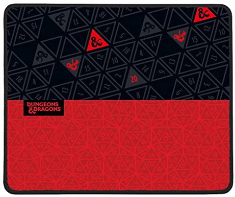 Konix Dungeons & Dragons Alfombrilla de ratón de Juego 32 x 27 cm - Base Antideslizante de Goma - Rojo y Negro
