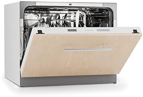 Klarstein Lavastoviglie 6 Coperti, Lavastoviglie da Incasso Silenziosa con 6 Programmi di Lavaggio, Facile Installazione, Mini Lavastoviglie Piccola, Lavastoviglie Mini a Incastro per Casa e Ufficio