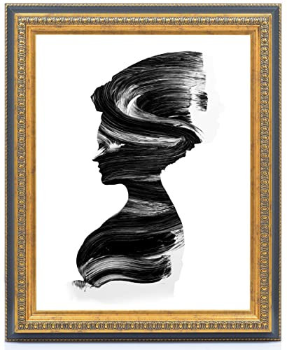 Monframe barocker Bilderrahmen Luxor - 60x80 cm Gold Schwarz - Echtholzrahmen im Antik Stil