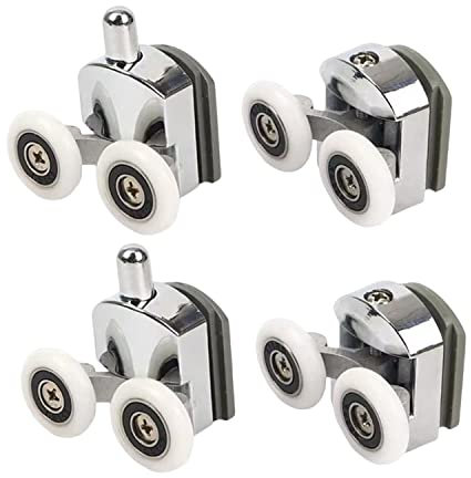YUANQIAN Roulettes de douche avec double porte coulissante, 4 pièces (2 supérieures + 2 inférieures) (23 mm - 2 en haut + 2 en bas)