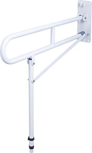 Aidapt Foldable Wall Mounted Safety Support Rail with Adjustable Leg,Grab Bar,Bathroom,Shower,Toilet Support for Elderly,Disabled,Shower Assist Aid,Folds Against Wall,Mobility