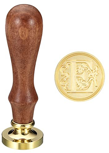 PATIKIL Alphabet E Wachs Siegel Stempel Initiale Buchstabe Siegel Wachs Stempel Klassisch Retro Abnehmbarer Messingkopf Hölzerne Handgriff für Umschlag Einladungskarten Stil 3