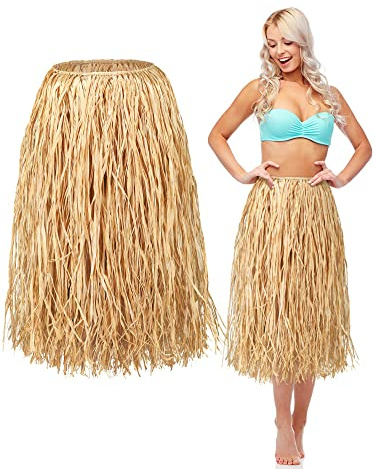 Giegxin Röcke aus natürlichem Bastgras, tropischer Luau-Hula-Rock für Erwachsene, Damen, Herren, Hawaii-Party, Kostüm, Strand, Frischer Stil., Einheitsgröße