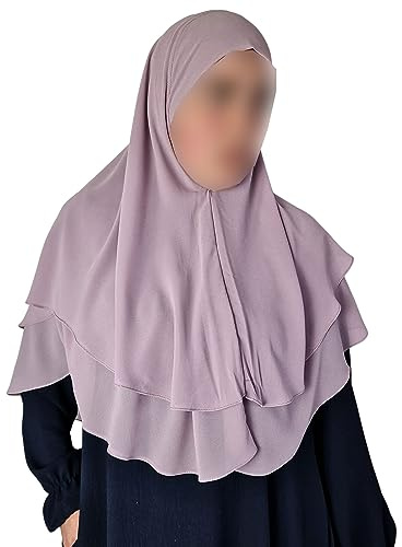 Yaqeen Hijab short Chiffon Khimar 2 layer Diamond cut Triangle Hijab Muslimah scarf one Piece Headscarf Chadors Arabia Islamic Prayer Dress Muslim Shawls
