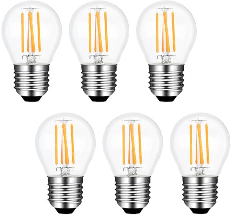 Akynite Glühbirne G45 E27 LED 4W Warmweiß 2700K, 400LM, AC 220V, E27 40W ersatz, Filament LED Globe Lampe E27 Warmweiss Klar für Dekorative Beleuchtung, Nicht Dimmbar, 6er-set