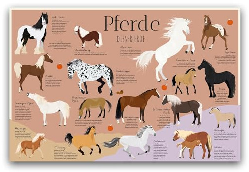 Close Up Pferde Schreibtischunterlage für Kinder | 60 x 40 cm | Material: strapazierbares Vinyl mit einem innenliegenden Polyestermesh | Abwischbar und Langlebig |