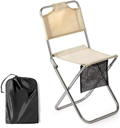 Klappbarer Campingstuhl, klappbarer Campingstuhl, Outdoor-Angelstuhl, Picknick-Grillstuhl, ultraleichter Aluminium-Campinghocker mit Aufbewahrungstasche, Angelstuhl (Color : Beige)