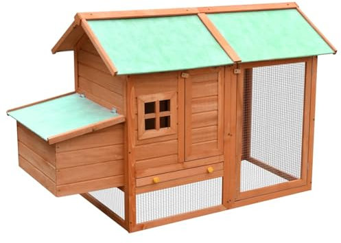 NITCA Outdoor Hühnerkäfig Hühnerstall aus Holz Hühnergehege Hühnerstall Aus Freilandhaltung 170x81x110 cm Geflügelstall Hühnerhaus Kleintierstall Kaninchenkäfig Kiefer & Tanne