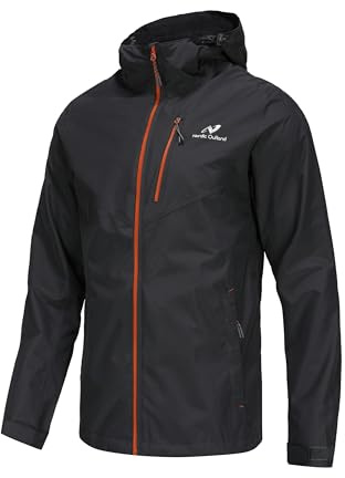 NORDIC OUTLAND Veste de pluie légère à capuche imperméable et respirante pour homme pour randonnée en montagne (FR/ES, Alpha/lettres, 3TG, Taille normale, Taille normale, Charcoal)