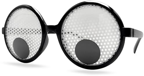 PLAYZOCO Gafas de Sol en Forma de Ojos Locos, Gafas de Sol sin Montura, Gafas diseño Ojos bizcos, Gafas para Disfraz, Gafas para Fiesta, Gafas Despedida de Soltero/a, Gafas Carnaval, Unisex, Negras