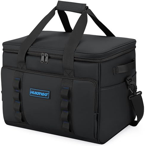Hulongo Kühltasche Gross Faltbar Kühlbox Isolierte Thermotasche Wasserdicht Picknick für Reisen, Camping & Einkaufen, 30L, Schwarz