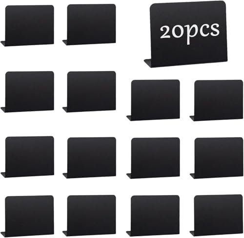 20 Set Mini Lavagna, Cartellini Prezzi Lavagnetta Cancellabile, Numeri Tavoli Ristorante Segnaposto Tavolo Nera per Tableau Matrimonio Buffet 100 x 75mm