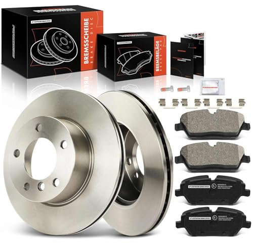 Frankberg Bremsensatz inkl. 2x Bremsscheiben + 4x Bremsbeläge Vorne Kompatibel mit 1er E81 116i 116d 1er E87 116i 116d 118i 118d Replace# 34116774050