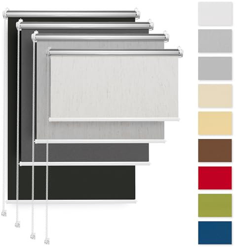 Rettika Verdunkelungsrollo ohne Bohren, für Fenster, Breite 145 cm, Höhe 220 cm, Flachs Farbe, Klemmfix Montage, Jalousien Fenster, Fenster rollos für innen, Klemmrollo