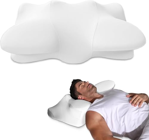Almohada para dormir de lado, almohada de espuma viscoelástica para aliviar el dolor de cuello, almohada cervical ergonómica con funda de almohada lavable para dormir de lado, almohada refrescante sin