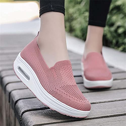 Slip On Walking Shoes för kvinnor Luftkudde Lättvikts andas löpar ortopediska sneakers, bekväma fritids sportskor, ortopediska sneakers för kvinnor(Rosa,36 EU)