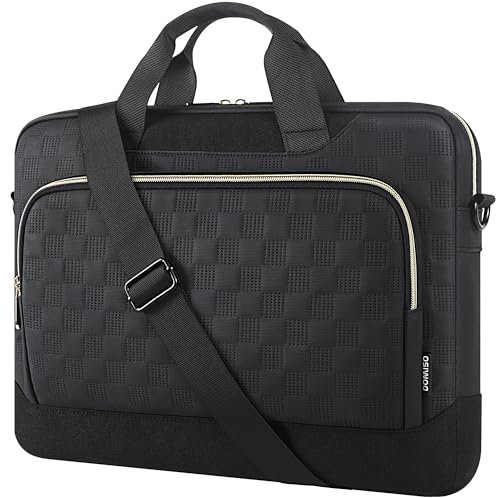 DOMISO 17 Zoll Laptop Tasche Business Wasserdichte Computertasche für 17-17,3 Zoll Laptops Arbeits Büro Tasche für Männer & Frauen, Verstellbarer Messenger Aktenkoffer, Schwarz