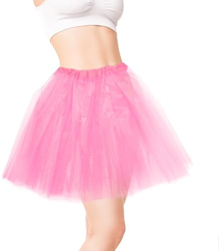 Tutu-kjolar för kvinnor, Balettdanskjolar Tutu-kjol Mesh-kjol för tjejer Dam Dans Födelsedag Princess Dress Up Party (Rosa)