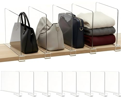 Cong.Lai 8 Stück Transparente Acryl Regaltrenner: Multifunktionaler Kleiderschrank Organizer - 30 x 20 cm Regalteiler - Kleiderschrank Trenner Verstellbares für Schrank Schlafzimmer Bücherregale