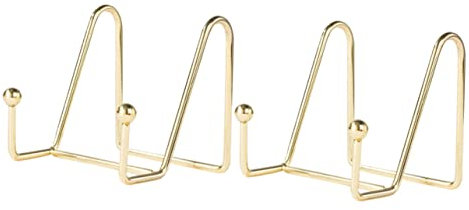 Alipis Book Display Stand and Household Dish Holder Metal Rack, 4-inch Gold Photo and Memorial Plate Display Easel, 2pcs Set for Kitchen and Home Decoration