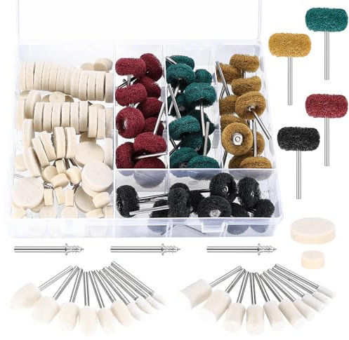 140 discos de pulido de fieltro de lana compatibles con accesorios Dremel, puntas de poliación Achleifaufsätze y Akkuschrauber