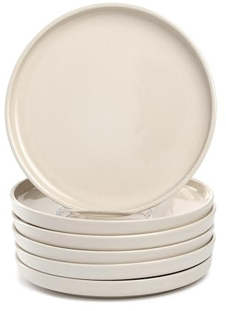 LEONARDO HOME Roma 027258 Lot de 6 assiettes plates, diamètre : 22 cm, passent au micro-ondes et au lave-vaisselle, empilables, vaisselle en céramique pour 6 personnes, assiettes en faïence avec